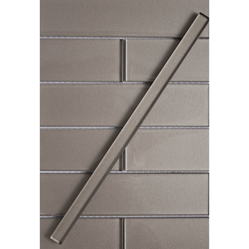 2X8 Subway Glass Mosaic Tile, Ash