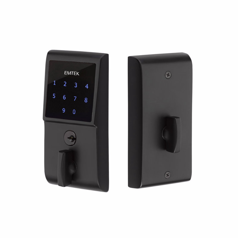 EmTouch Single Cylinder Electronic Deadbolt, Flat Black