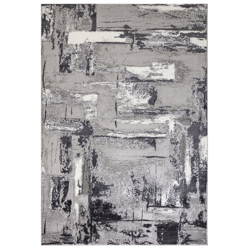 Kinston Metallic Grey Area Rug, Rectangle 80 x 150cm