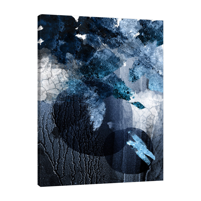 Abstrait bleu marine abstrait par Urban Epiphany, reproduction sur toile tendue, H 20 po x l 15 po x P 1,5 po