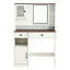 Élégant meuble-lavabo avec station de charge, éclairage tricolore et traitement de surface imperméable, miroir de maquillage blanc réglable, prises de courant intégrées, deux tiroirs de rangement,