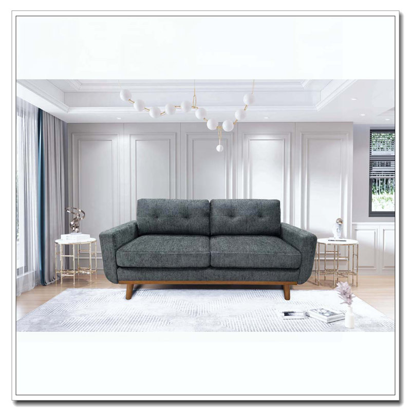 Canapé capitonné 67,7 po de largeur Mid-Century, Bleu gris