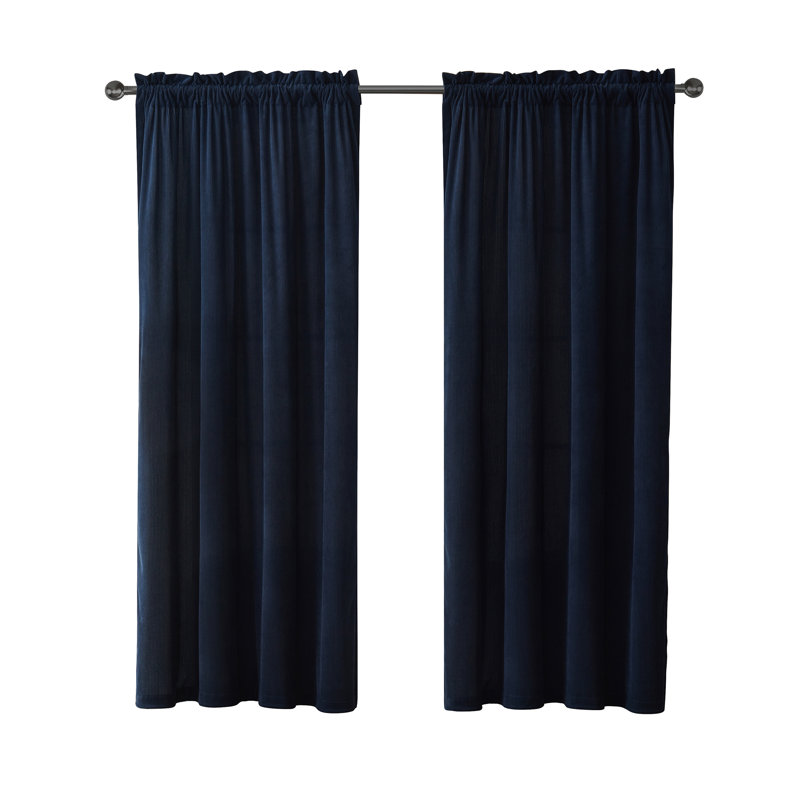 Room Darkening Curtain Panel Pair Single Panel, Navy