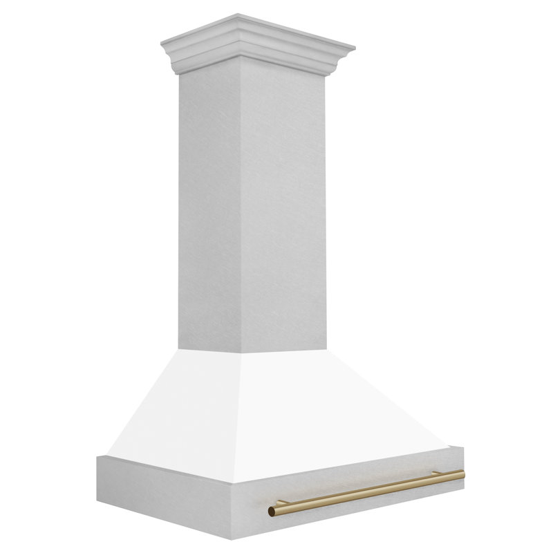36" ZLINE Autograph Edition Fingerprint Resistant Stainless Steel Range Hood with White Matte Shell, Champagne Bronze