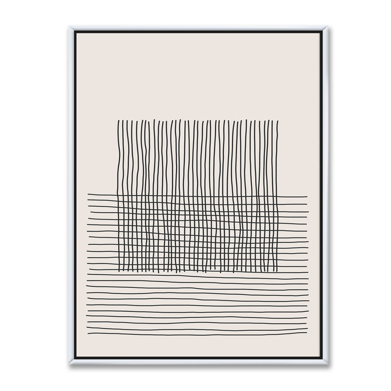 Minimal Geometric Lines and Squares V - reproduction sur toile, H 20 po x l 12 po x P 1 po, Toile blanche encadrée