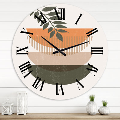 Abstract Geometrical Sun and Moon With Leaf II - Modern wall clock