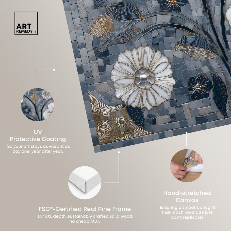 «Silvered Stamen Bathroom Art» par Art Remedy, H 30 po x l 30 po, Toile tendue avec châssis