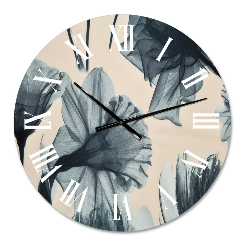 Tissu tacheté fleurs rétro - horloge murale maison de campagne, Surdimensionné