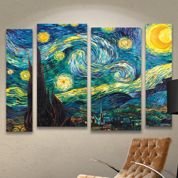Vault W Artwork Starry Night On Canvas 4 Pieces by Vincent Van Gogh ...