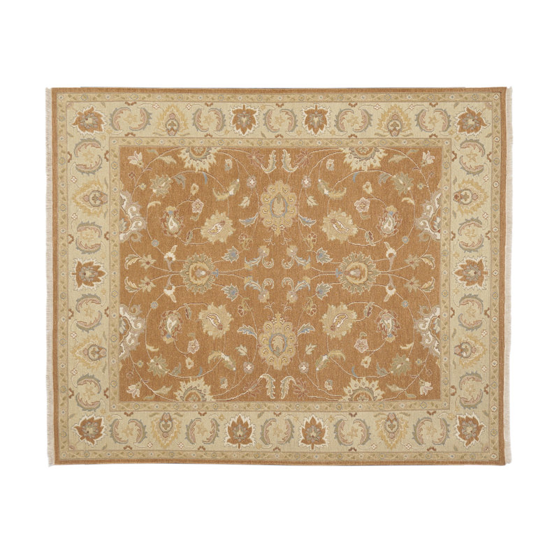 Wool Oriental Area Rug in Rust/Beige, Rectangle 8' x 10'
