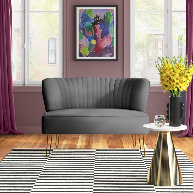 Euclid Upholstered 45'' Loveseat, Gray Velvet
