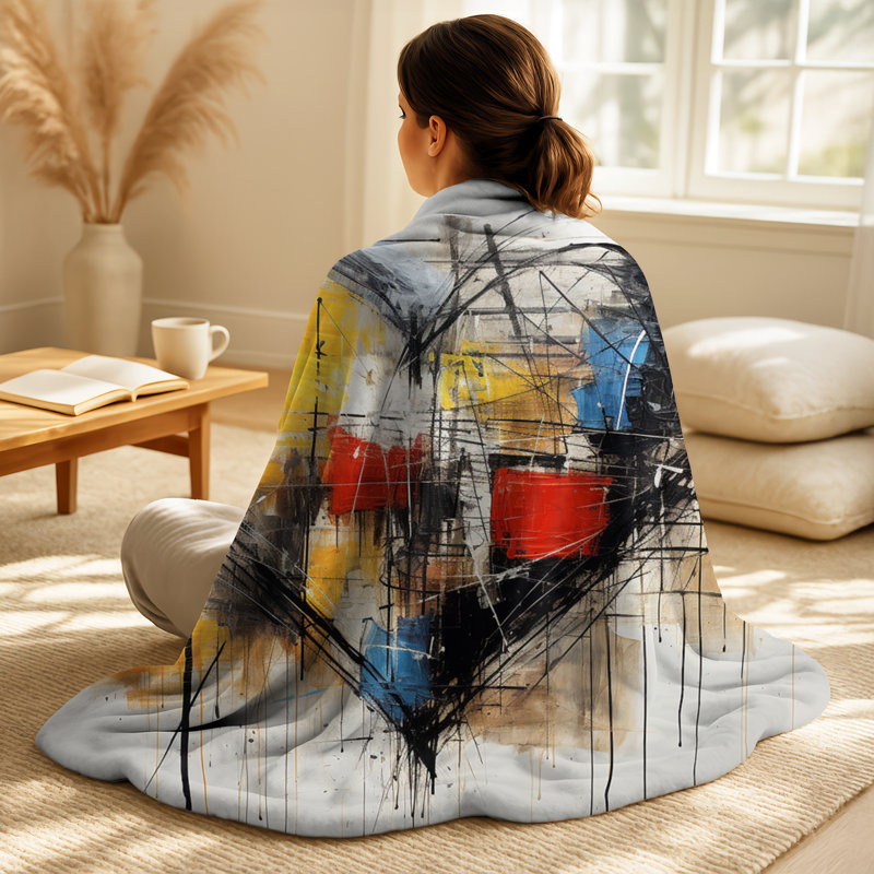 Coussin Pop Art Heart Abstract Collages - Abstract Collages