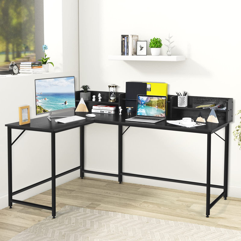 Carolena L-Shaped Computer Desk, Black