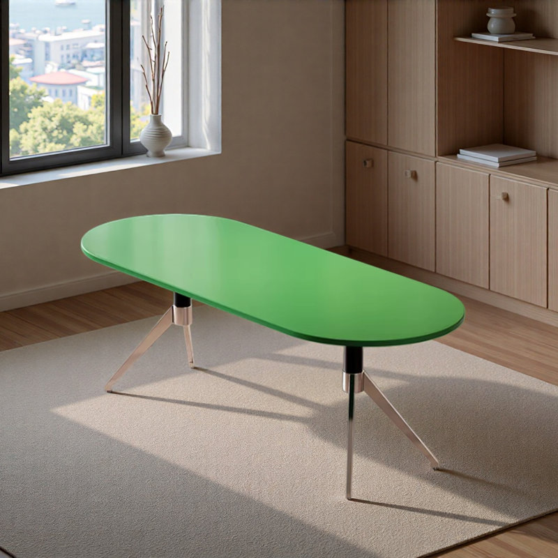 Bureau pratique moderne en forme ovale, H 29,52 po x l 62,99 po x P 27,55 po, Vert