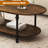 Oval Coffee Table, 2-Tier Rustic Wood Storage Table with Metal Legs, Vintage-Modern Center Table