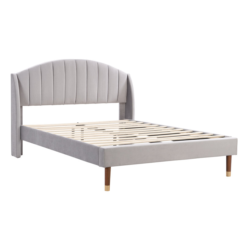 Solna Upholstered Bed, European Double (140 x 200cm), Grey