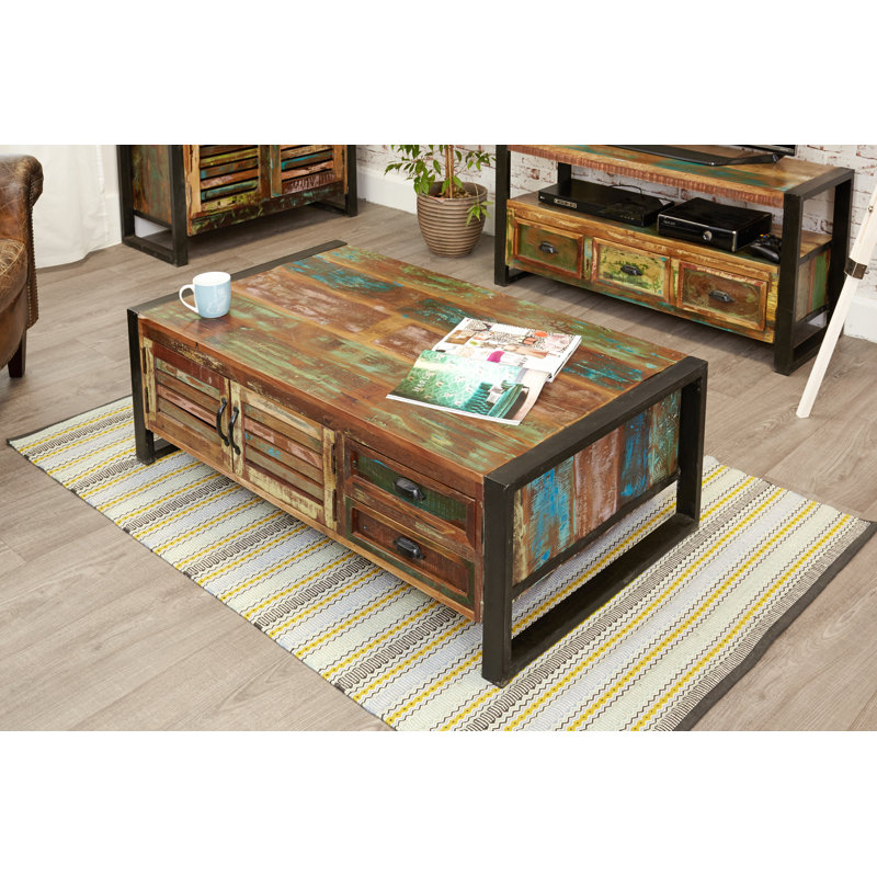 Arras Solid Wood Sled Coffee Table with Storage