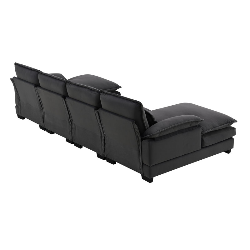 6 méridiennes en velours, rembourrées en forme de U moderne avec 4 coussins lombaires et dossiers pour canapé de salon, coussins, dispositif latéral