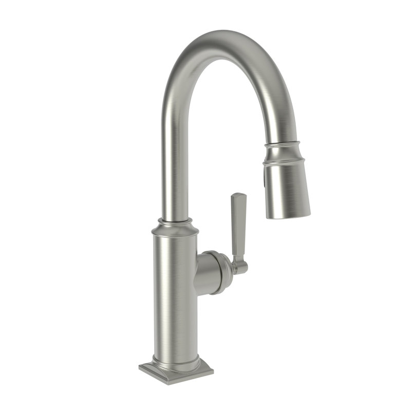 Adams Single Handle Pull Down Bar Faucet, Satin Nickel (PVD)