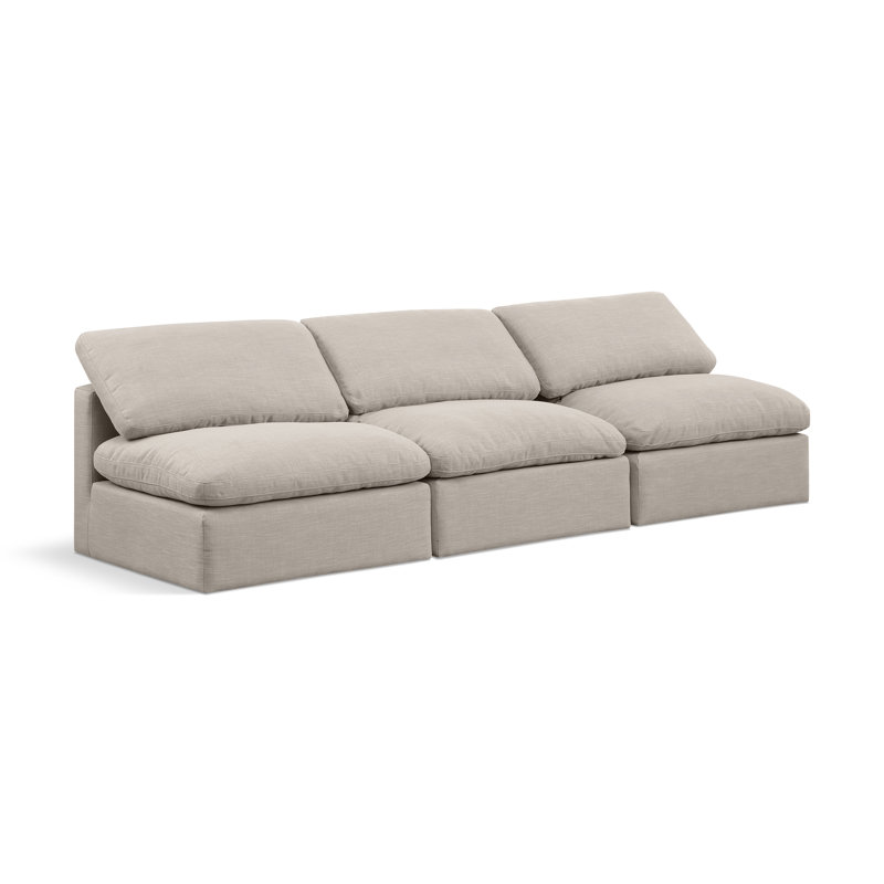 Canapé rembourré 105 po Itala, Tissu beige texturé en lin