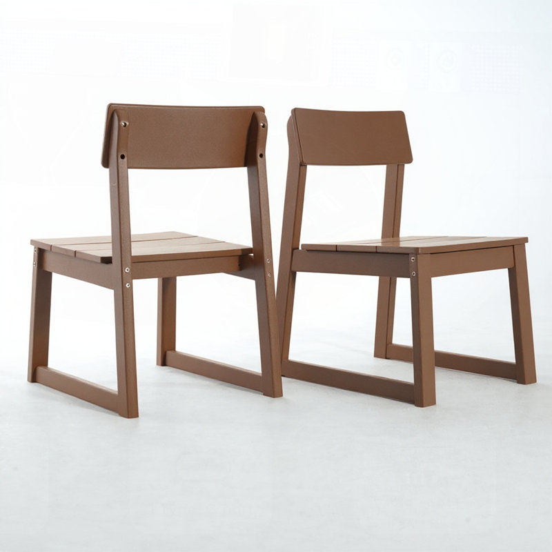 2-Pack HDPE Outdoor Garden Chairs with Modernist Design for Eco-Friendly and Durable Seating, Brown