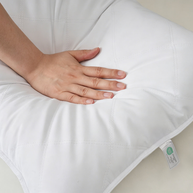 Quilted Goose Feather Pillows Set of 2 – Diamond Stitch Hotel Bed Pillows with Medium Support for Side & Back Sleepers