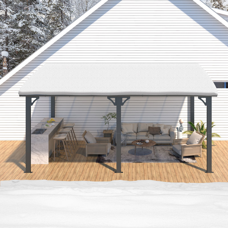Pergola en aluminium avec auvent, Noir, 16 pi x 10 pi