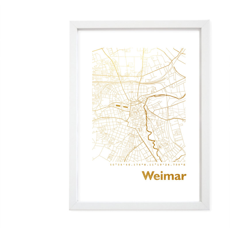 Weimar Map - Single Picture Frame Print, 42.5cm H x 32.5cm W x 3.5cm D