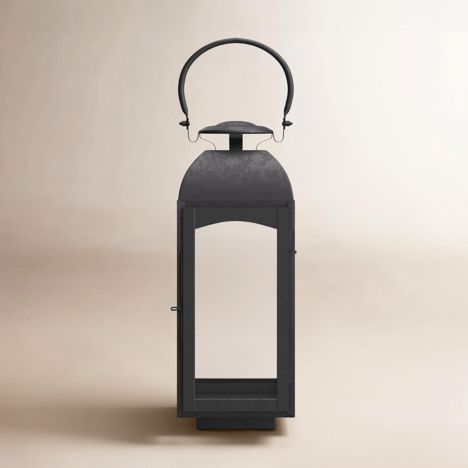 Furlane Iron Tabletop Lantern, Gray, 20.5" H x 7.75" W x 7.75" D