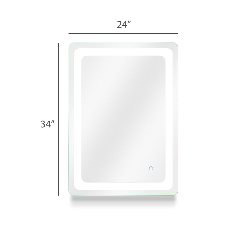 Miroir de meuble-lavabo mural moderne et contemporain à DEL Porphyrion, l 24 po x H 34 po