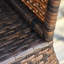 Weather Resistant Rattan Bistro Table, Outdoor Side Table with Storage & Umbrella Hole for Patio