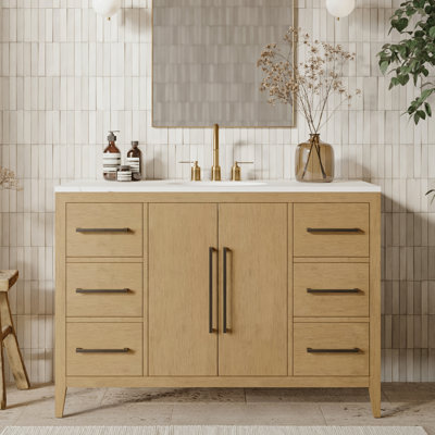 Alsup 48'' Single Bathroom Vanity with Quartz Top