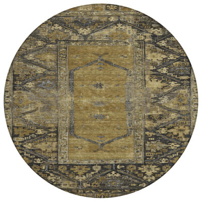 Machine Washable Indoor/Outdoor Xhevrie Brown Rug