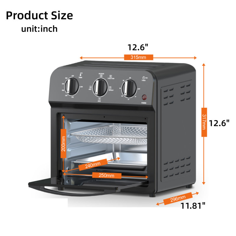 Home Air Fryer Oven Combo, 360° Hot Air Circulation, Healthy Oil-Free Cooking, Adjustable Time And Temperature Control, Black