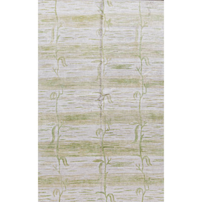 Tapis argent et vert noué à la main de haute qualité