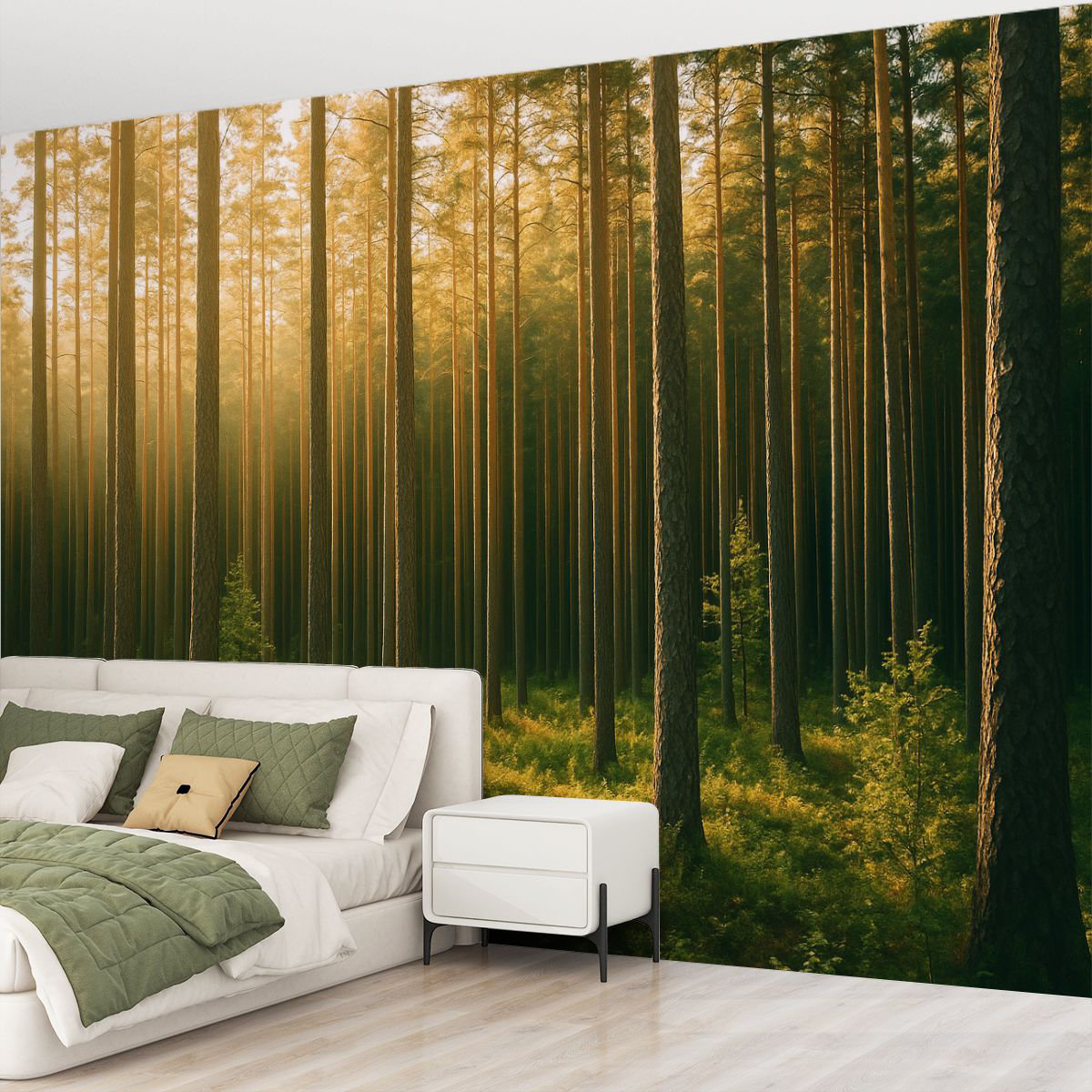 Latitude Run® Peel and Stick Wallpaper Wall Mural Pinewood forest ...