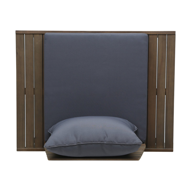 Salch Wood Outdoor Lounge Chair, Dark Grey, Brown