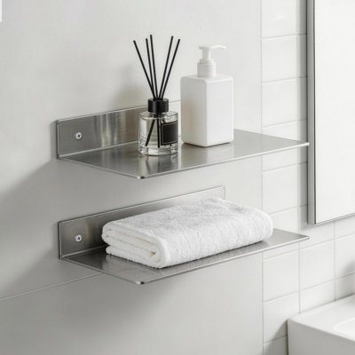 Lot de 2 tablettes murales flottantes en acier inoxydable de 61 cm (24 po)