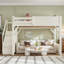 Lit mezzanine en bois pleine grandeur avec garde-robe intégrée et tablettes de rangement Escaliers pleine grandeur sans sommier - beige-2071252315-2071252326
