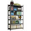Étagère de rangement pour garage, tablettes en métal de 6 étages, unité de rangement à cloison réglable, magasin d'alimentation, garage, support de sous-sol, noir, nécessite un assemblage