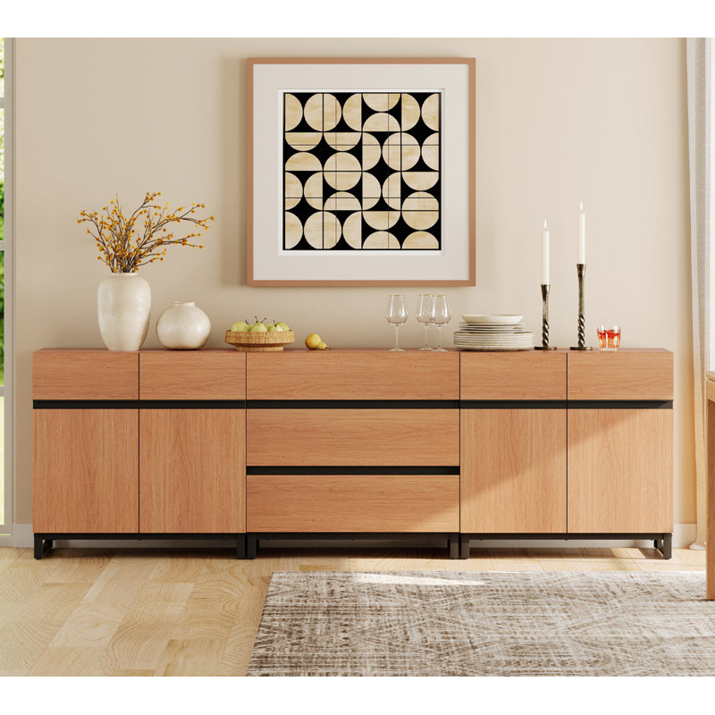 Modern Storage Cabinet, 3 In 1 Modern Sideboard With Adjustable Shelves And 3 Drawers, Coffee Bar Cabinet For Living Room, Dining Room