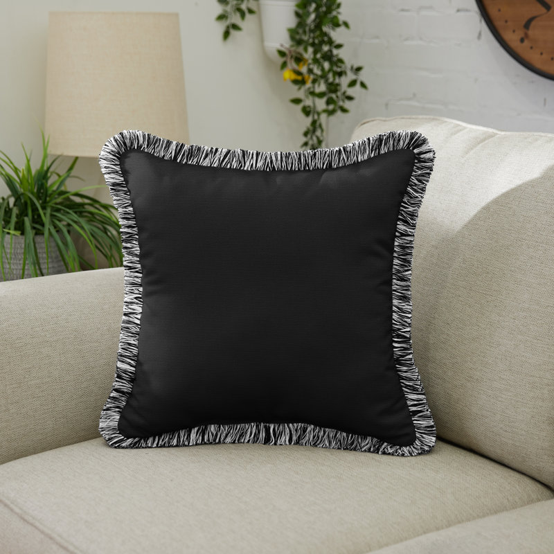  Outdoor Square Pillow Cover & Insert, Black