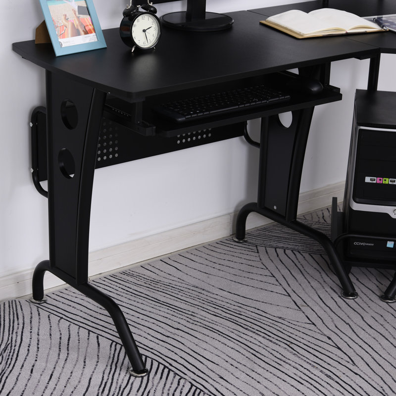 Dinges L-Shaped Computer Desk, Black, Black