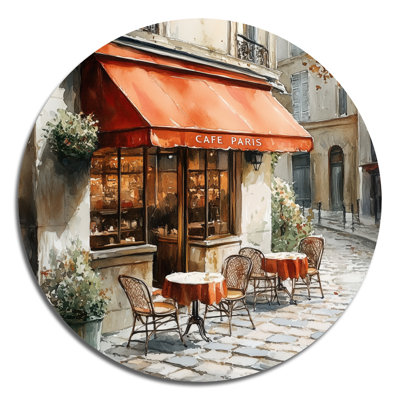 Parisian Café 1920S Scene - French Cafe Large Round Metal Wall Art