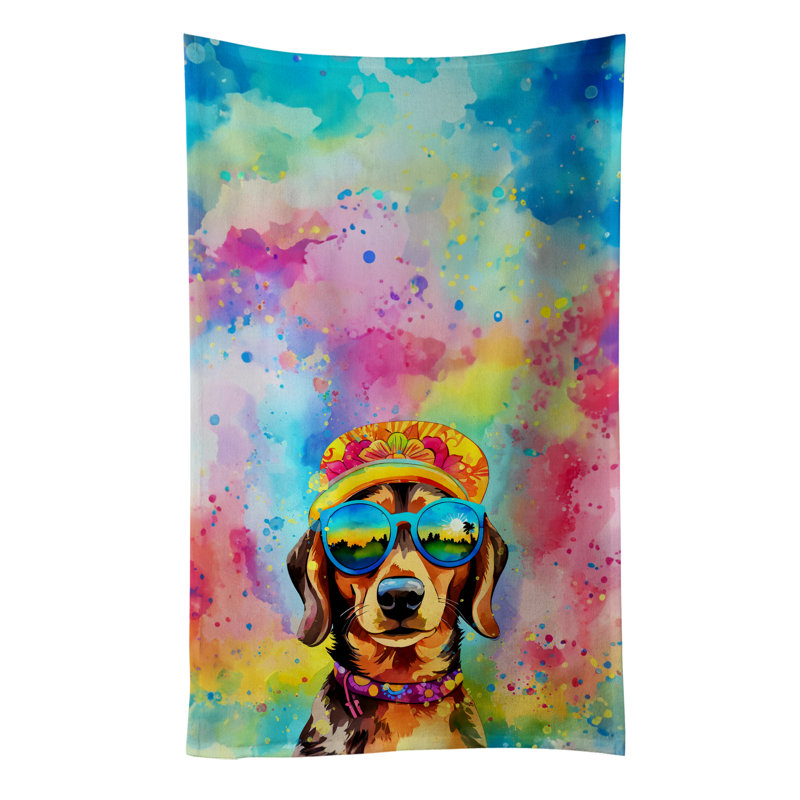 Dachshund Hippie Dawg Kitchen Towel