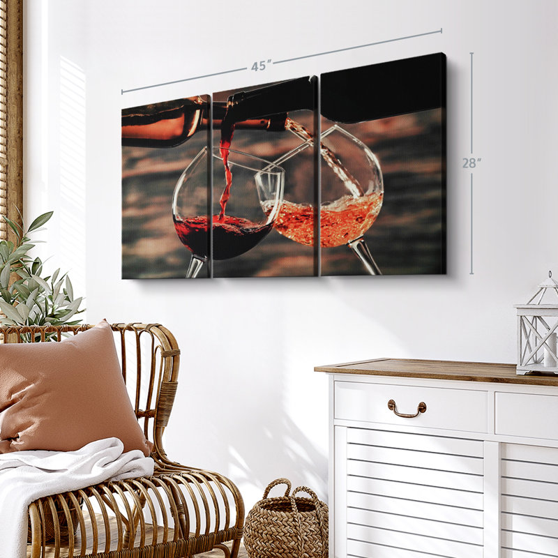 «Versing Wine From Bottles» sur toile, H 20 po x l 33 po