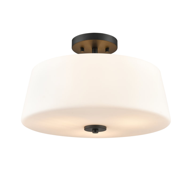 Asuka 15.75" Wide 3-Light Semi Flush , Matte Black