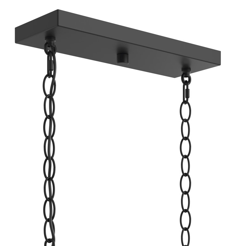 Lustre noir 6 lumières Ilia, Noir mat