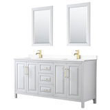 Daria 72'' Double Bathroom Vanity with Carrara Marble Top with Mirror