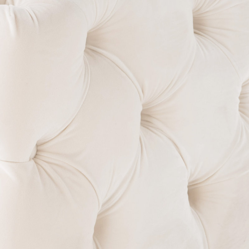 Dannetta Velvet Ottoman, Beige